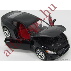 Burago Maserati Granturismo 1/24 1:24 modellautó Dobozos új nyitható fém fekete piros belső