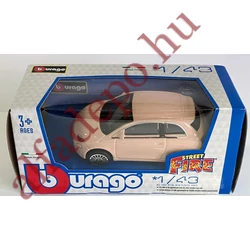 Fiat 500E 1:43 Burago Rózsaszín 1:43 modellautó új dobozos