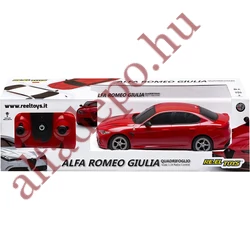 Alfa Romeo Giulia QV Piros 1:24 Re.el Toys távirnyítós 2.4 GHZ-es Új Dobozos Modellautó