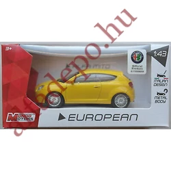 Alfa Romeo MiTo Mondo Motors 1:43 Citromsárga új Dobozos Modellautó