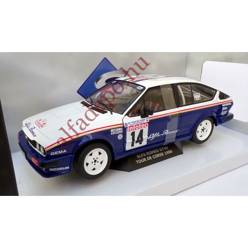 Alfa Romeo GTV GTV6 1986 rally Tour de Corse Solido 1:18 Fém nyitható ÚJ