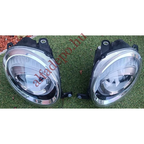 Fiat 500 fekete hátteres projektoros halogén gyári Facelift fényszóró lámpa pár gyári  Fiat 500 fekete hátteres projektoros halogén gyári Facelift fényszóró lámpa pár gyári