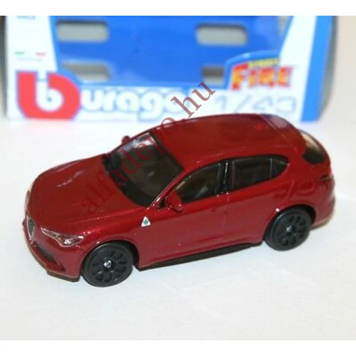 Alfa Romeo Stelvio QV 1:43 modellautó Burago metál piros