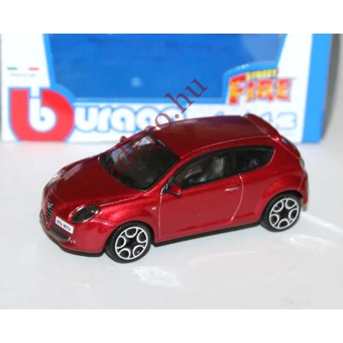 Alfa Romeo MiTo piros metál 1:43 modellautó Burago Új Dobozos fém