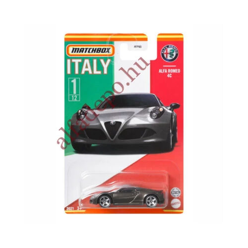 Alfa Romeo 4c Matchbox szürke 1:64 Modellautó Új Bliszteres