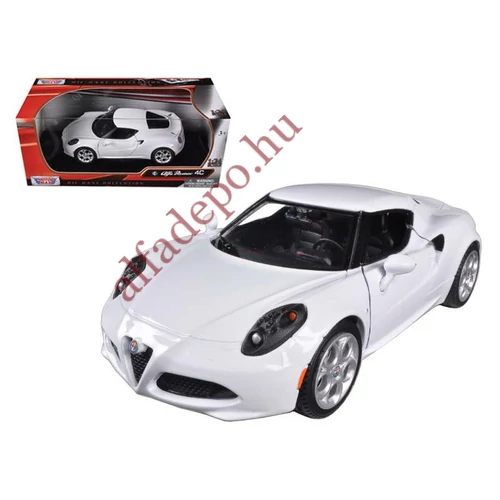 Alfa Romeo 4C 1:24 fehér nyitható fém ÚJ MOTORMAX Modellautó