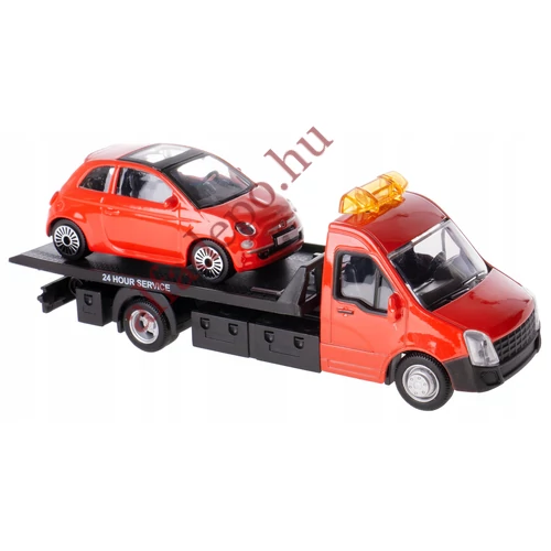 Fiat 500 1:43 Piros és MERCEDES BENZ - SPRINTER autómentő Flatbed Transport egyben Burago Új