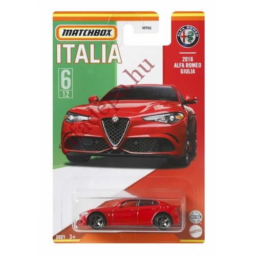 Alfa Romeo 2016 GIULIA Piros Matchbox 1:64 Modellautó új Bliszteres