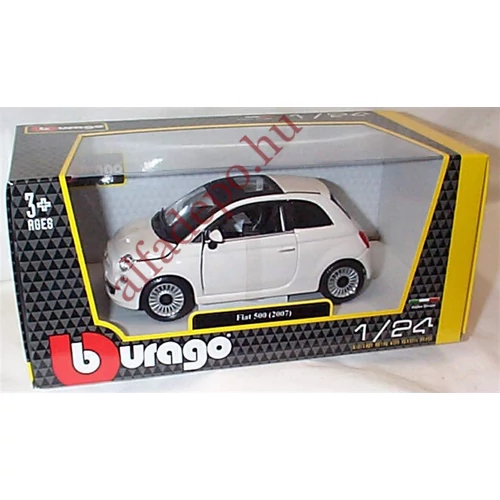 Fiat 500 1:24 Fehér Bburago Modellautó új dobozos nyitható fém