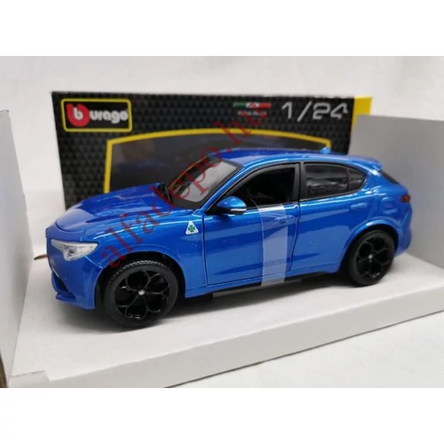 Alfa Romeo Stelvio QV 1:24 modellautó Burago Fém KÉK Nyitható Új Dobozos