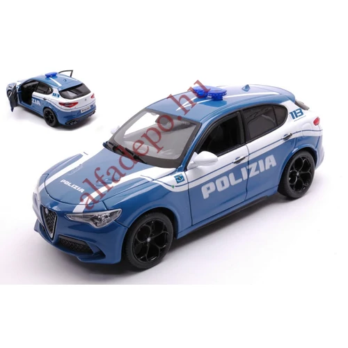 Alfa Romeo Stelvio Polizia 1:24 BBurago nyitható új Dobozos Modellautó