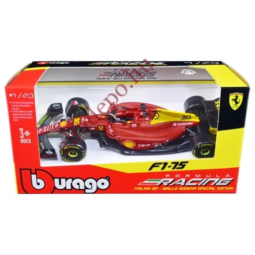 Ferrari F1-75 #16 Leclerc “Giallo Modena” 2022 1:43 Burago Modellautó új Dobozos