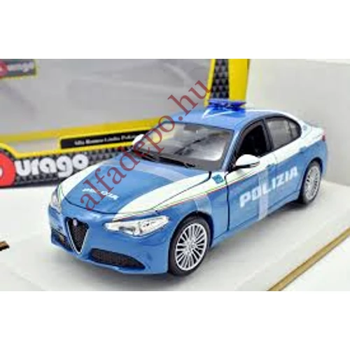 Alfa Romeo Giulia 1:24 Burago POLIZIA Dobozos új fém nyitható Modellautó