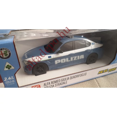 Alfa Romeo Giulia Polizia 1:24 Re.el Toys Távirányítós autó Új Dobozos Modellautó