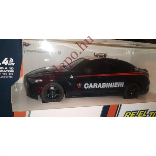 Alfa Romeo Giulia QV 1:24 Re.el Toys távirnyítós Világító Carabinieri 2.4 GHZ-es Új Dobozos Modellautó