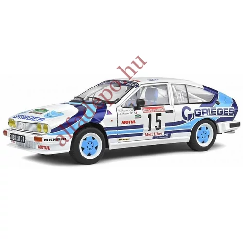 Alfa Romeo GTV6 N 15 RALLY DES GARRIGUES 1986 Solido 1:18 fém nyitható Új Dobozos Modellautó